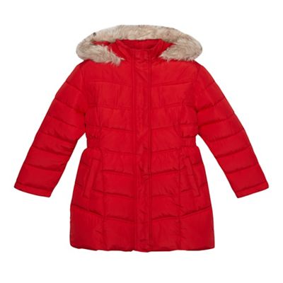 Girls' red long padded coat